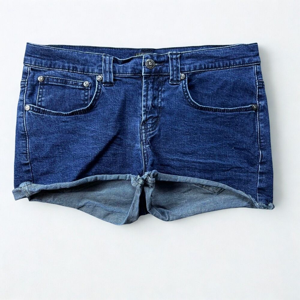 Venus Jean Shorts Women 8 Rolled Cuff Stretch Blue Denim Casual Summer